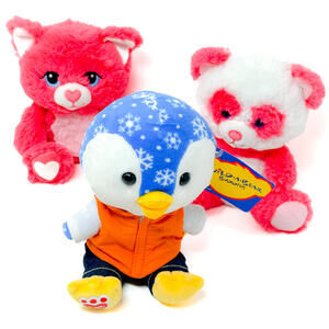 Build a Bear Buddies Smallfry Plush Lot Cat Panda Penguin w/ Jeans Puffer Jacket